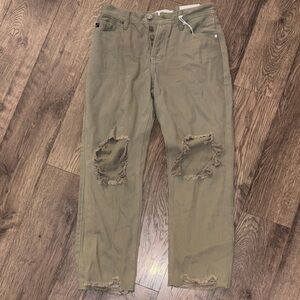 NWT KanCan Olive Distressed Women Jeans